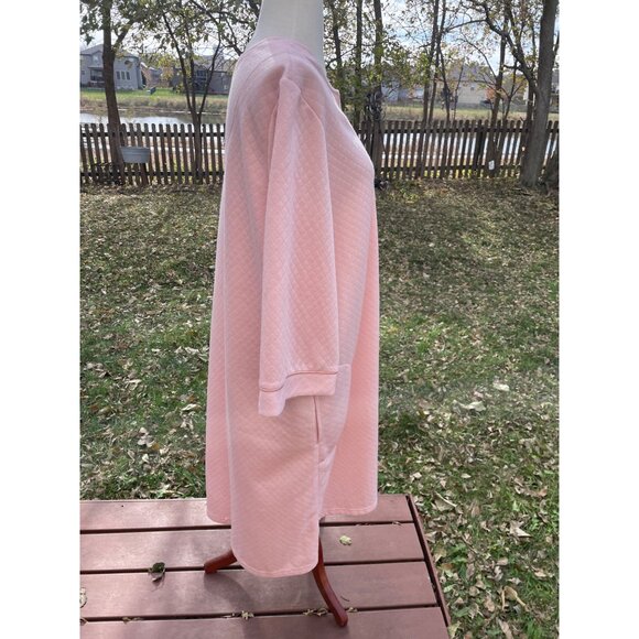 Soft Pink Quilted Zip-Front Nightgown Plus Size 2X 18W-20W Embroidered Neckline - Picture 7 of 9